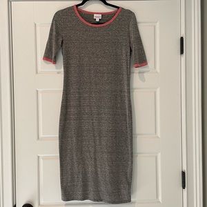 LulaRoe Julia dress, size small , NWOT, gray and red trim, super soft material